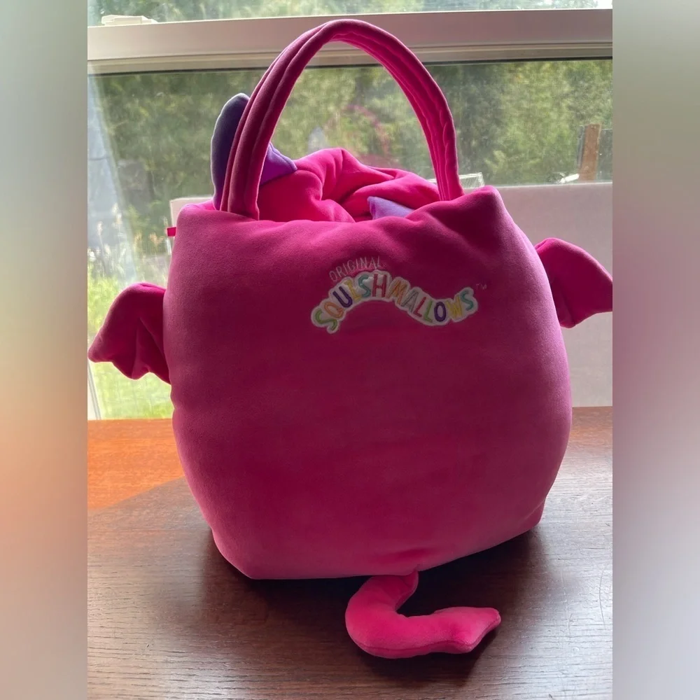 Wakisha The Pink Devil Squishmallow Halloween Trick Or Treat Pail Large EUC Soft